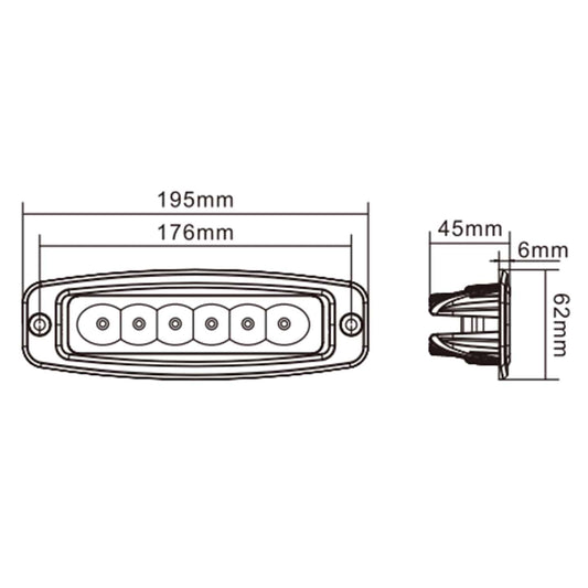 Hella Valuefit Flush Mount 6 LED Light Bar Long Range