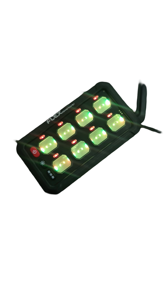 Flex Adventures FLEX 8G Wi-Fi Switch Panel | Wireless 8-Gang RGB Accessory Controller