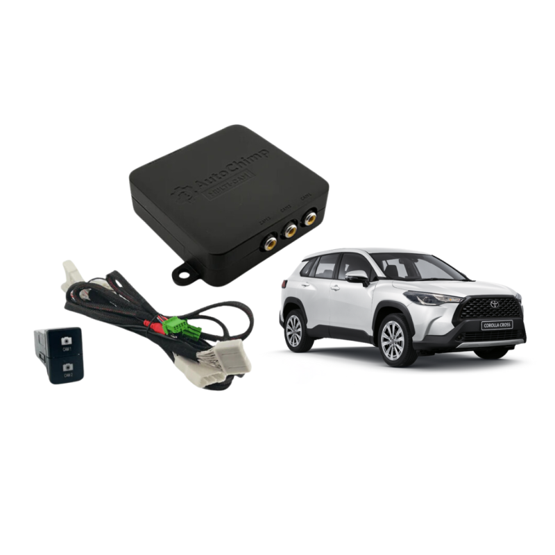 AutoChimp Dual Camera Kit for Toyota Corolla Cross 2021+ | Reverse Camera On Switch + 2nd Camera Interface