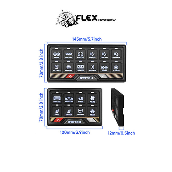 Flex Adventures FLEX 12G Bluetooth Switch Panel | 12-Gang RGB Accessory Controller