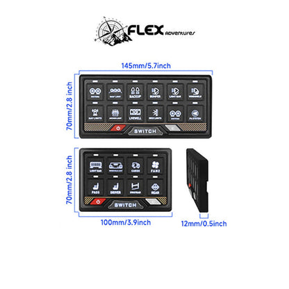 Flex Adventures FLEX 12G Bluetooth Switch Panel | 12-Gang RGB Accessory Controller