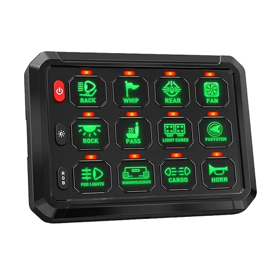 Flex 12G Wireless Switch Panel | 12V/24V 4x4 Accessory Control System (80A, RGB Backlighting, Wireless Range)