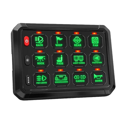 Flex 12G Wireless Switch Panel | 12V/24V 4x4 Accessory Control System (80A, RGB Backlighting, Wireless Range)