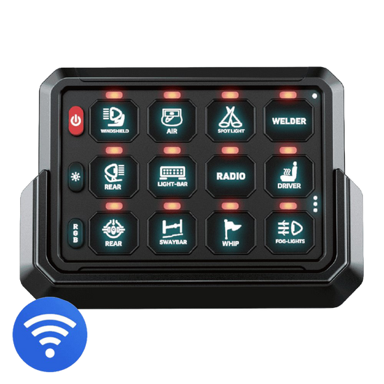 Flex 12G Wireless Switch Panel | 12V/24V 4x4 Accessory Control System (80A, RGB Backlighting, Wireless Range)