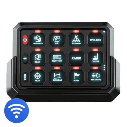 Flex 12G Wireless Switch Panel | 12V/24V 4x4 Accessory Control System (80A, RGB Backlighting, Wireless Range)