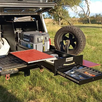 Quick Pitch Mini Kitchen MK2 – Drop-Down Fridge Slide & Dual Prep Table Camp Kitchen