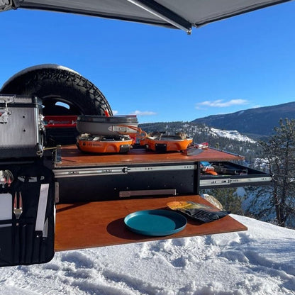 Quick Pitch Mini Kitchen MK2 – Drop-Down Fridge Slide & Dual Prep Table Camp Kitchen