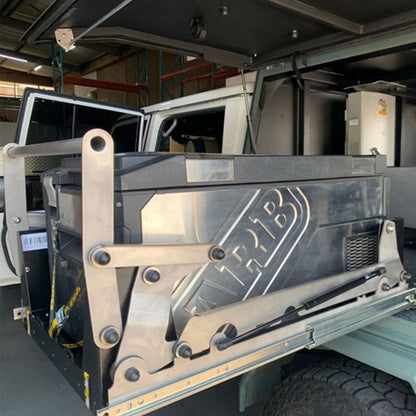 Quick Pitch Drop-Down Fridge Slide – Maintenance-Free Gas-Strut Assisted 4x4 Fridge Tray
