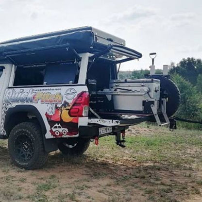 Quick Pitch Drop-Down Fridge Slide – Maintenance-Free Gas-Strut Assisted 4x4 Fridge Tray
