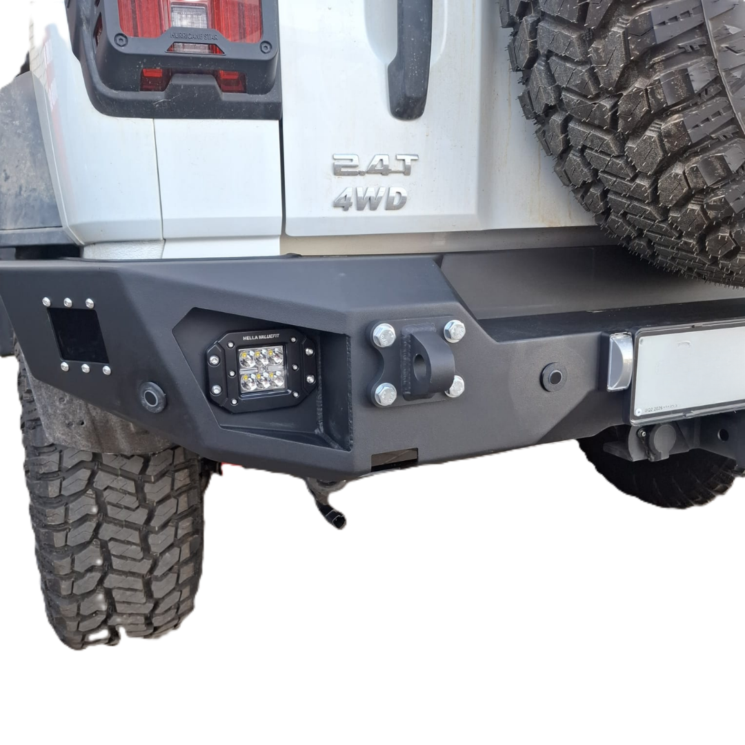 GWM Tank 300 Rear Bumper & Towbar | Spotlights, PDC Holders & Number Plate Light | 3mm Mild Steel | SA-Made