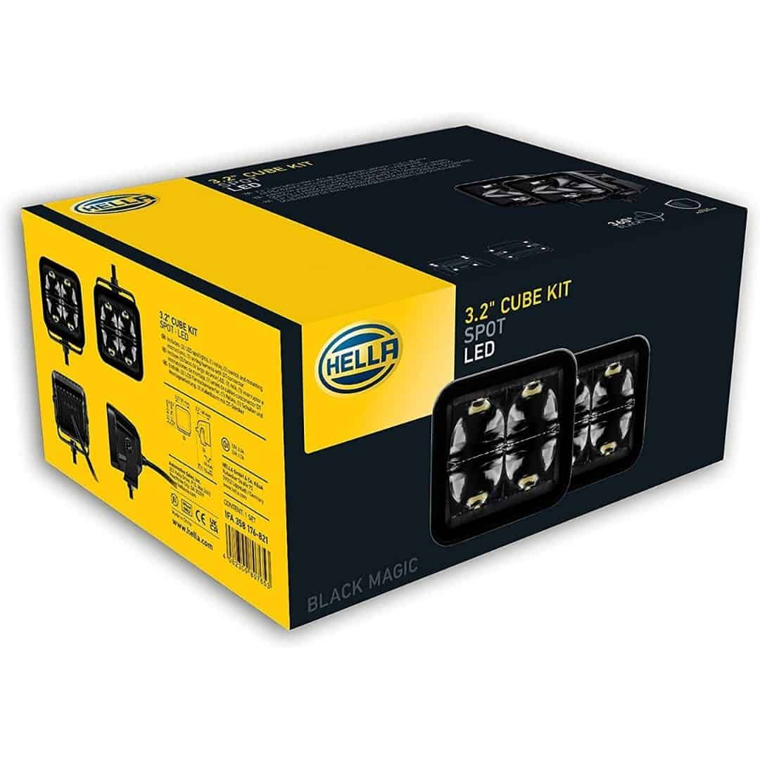 Hella Black Magic LED 3.2" Cube Spot Light Kit (Flush Mount)