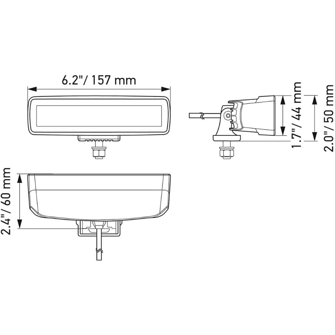 Hella Black Magic LED Mini Lightbar 6.2˝ Single (Flood)