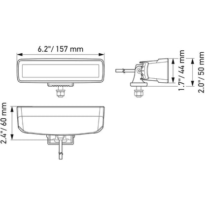 Hella Black Magic LED Mini Lightbar 6.2˝ Single (Flood)