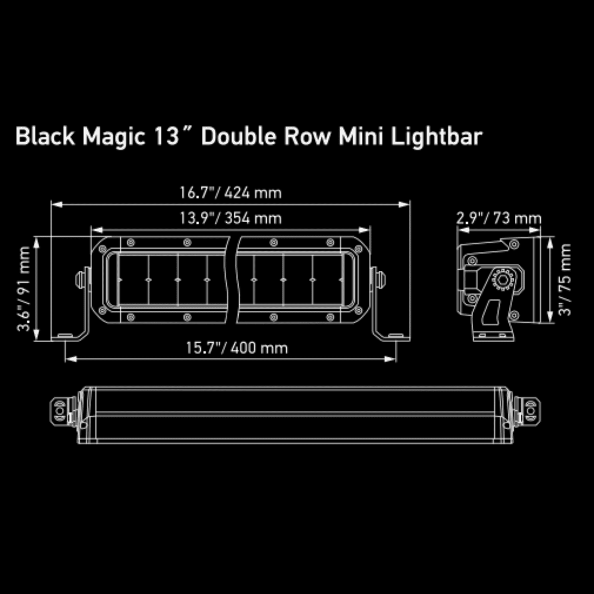 Hella Black Magic Tough 13" Double Row LED Mini Light Bar