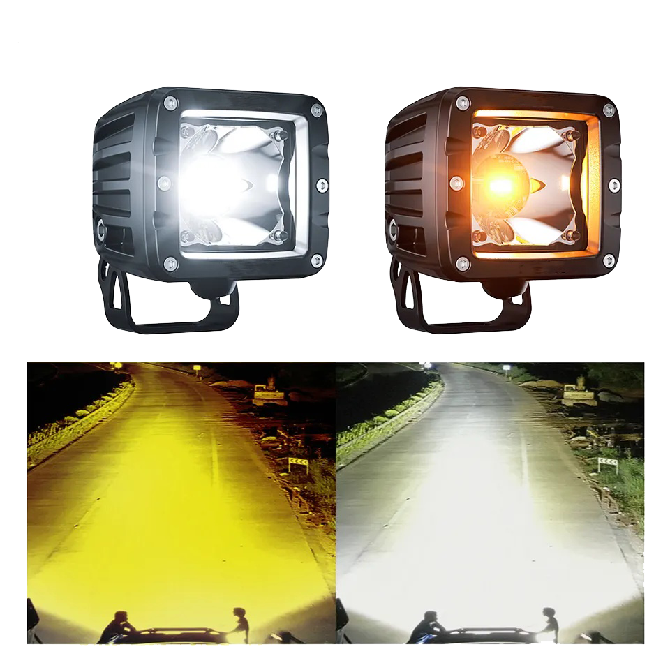 Flex Adventures Dual Colour LED Pod Lights | White & Amber | 2,700 Lumen | IP67 | 12–24V | Pair