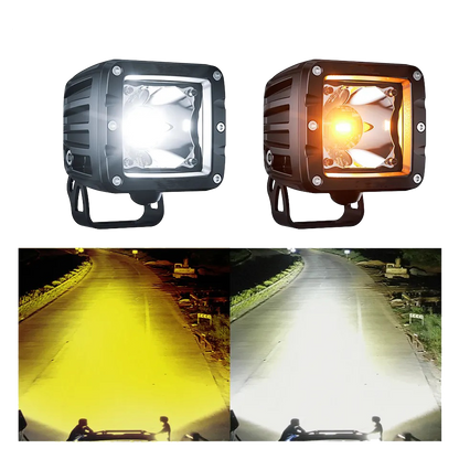 Flex Adventures Dual Colour LED Pod Lights | White & Amber | 2,700 Lumen | IP67 | 12–24V | Pair