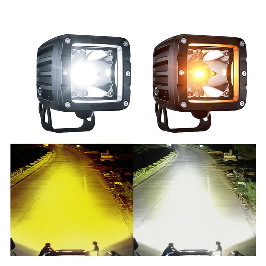 Flex Adventures Dual Colour LED Pod Lights | White & Amber | 2,700 Lumen | IP67 | 12–24V | Pair