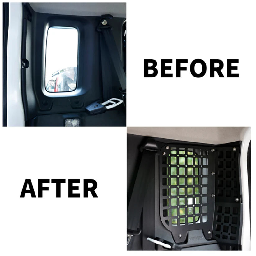 Suzuki Jimny Gen 4 Window Storage MOLLE Panel Kit | CNC Aluminium | No-Drill Install
