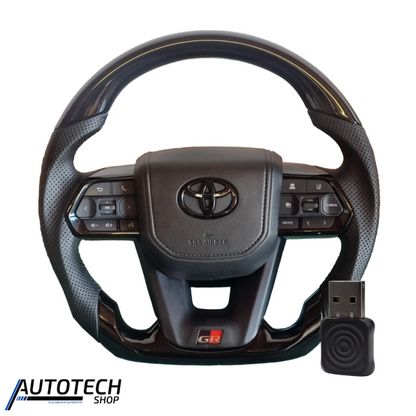 Piano Black Steering Wheel + Wired to Wireless CarPlay Dongle