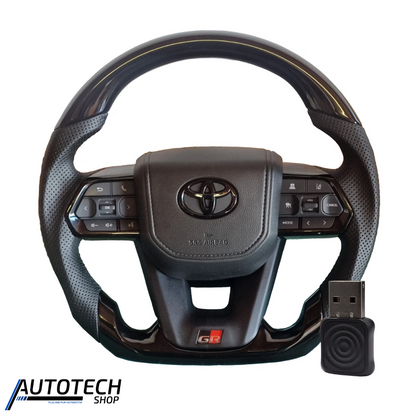 Piano Black Steering Wheel + Wired to Wireless CarPlay Dongle
