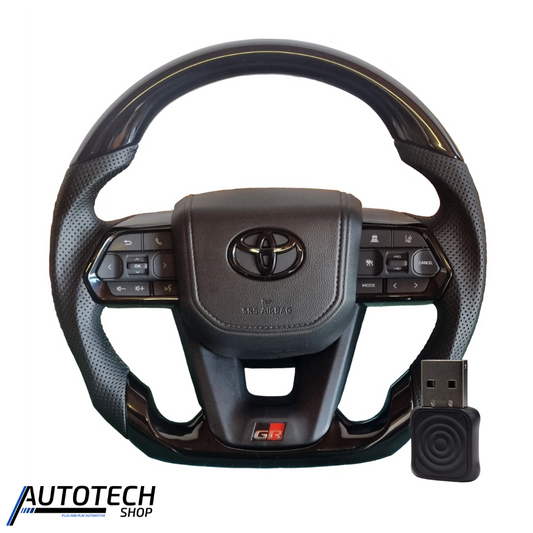 Piano Black Steering Wheel + Wired to Wireless CarPlay Dongle