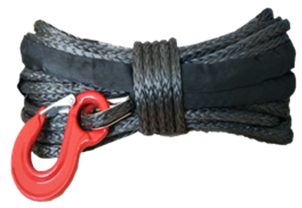 Winch Synthetic Rope Replacement (10mm x 26m) with removable hook -SYN10X26