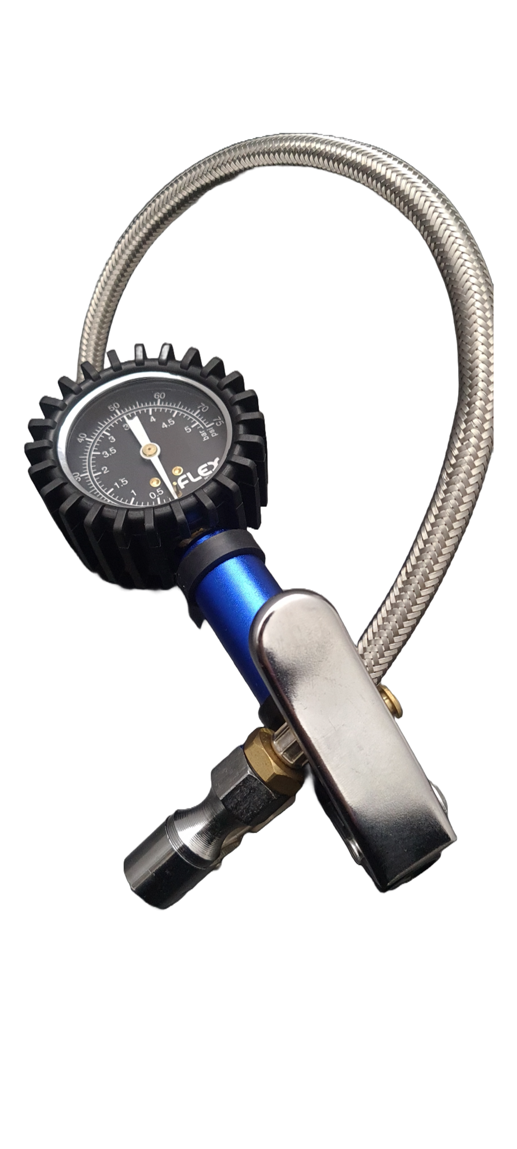 Flex Adventures Tyre Pump Inflator | Analogue BAR/PSI Gauge | Braided ...