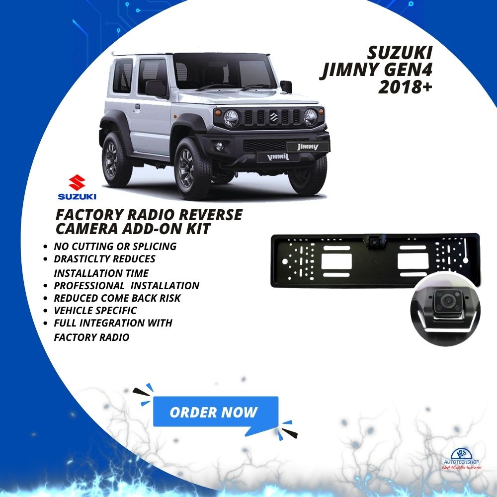AutoVision Suzuki Jimny 2018+ Nr Plate Reverse Camera Add-On Kit For Factory Radio