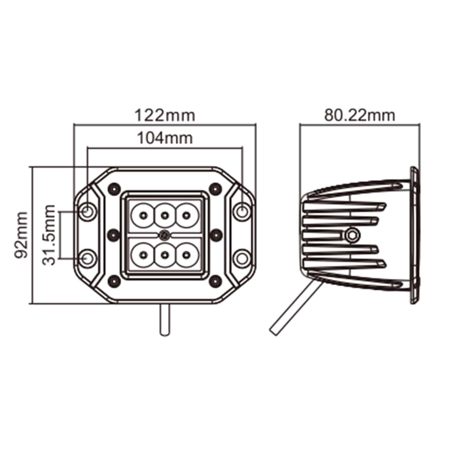 Hella Valuefit Flush Mount 6 LED Cube Light Close Range