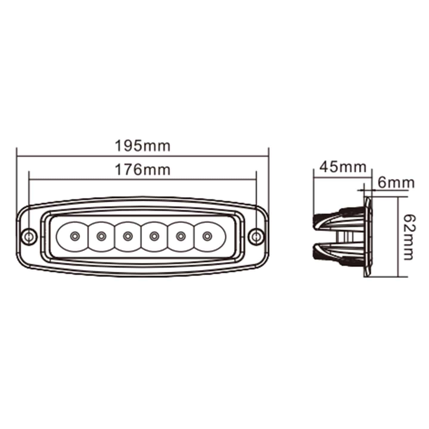 Hella Valuefit Flush Mount 6 LED Light Bar Close Range