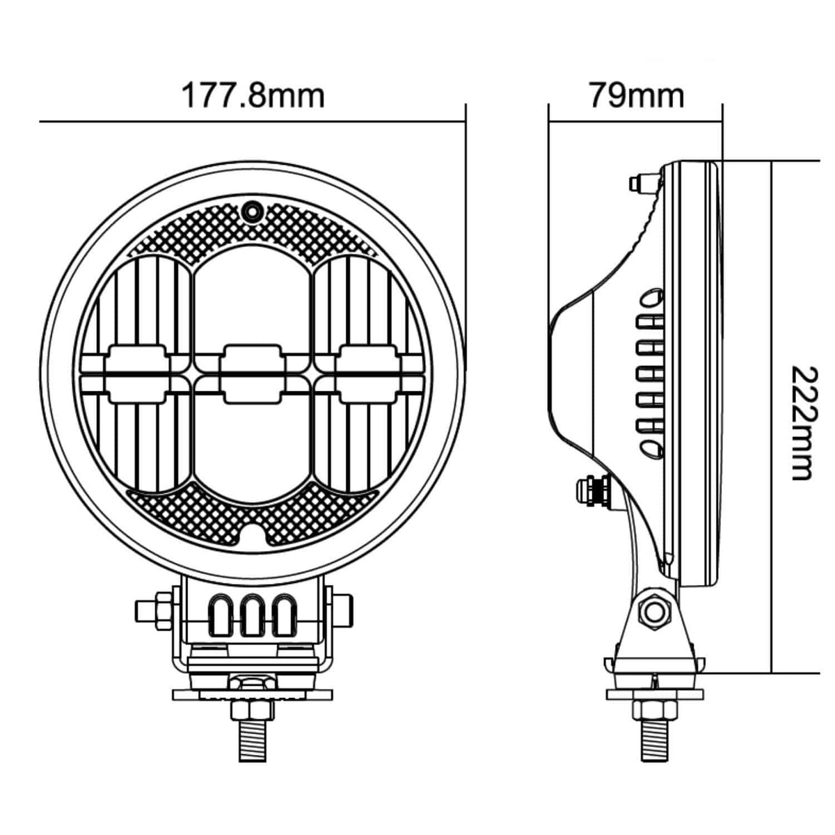 Hella ValueFit 7” Driving Light with celuis ring (Single)