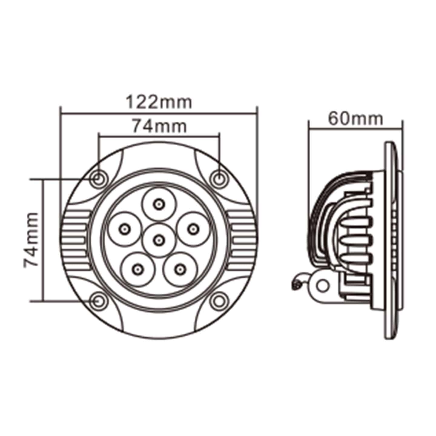 Hella Valuefit Flush Mount 6 LED Round 90mm Long Range