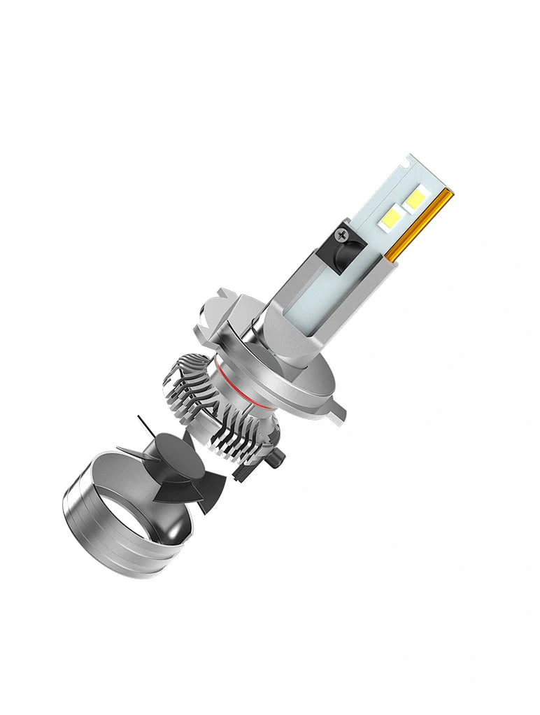 Flex Adventures F5 LED Headlight Bulb Set | H4 Dual Beam | 22,000 Lumen | 6500K | Plug & Play | 12–24V
